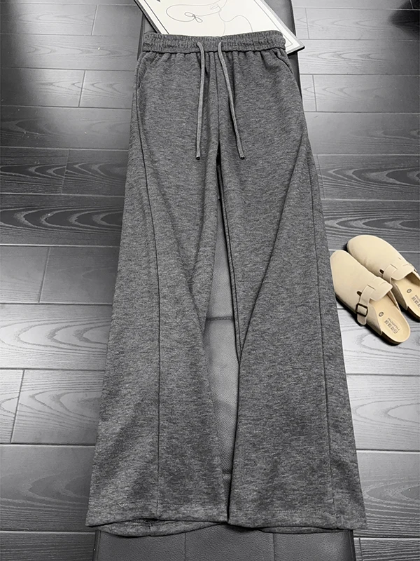 

Cleanfit ey Fce Lined Wide Leg Men's Casual Pants Autumn Winter American Sle Heavy Du Knife Sweatpants