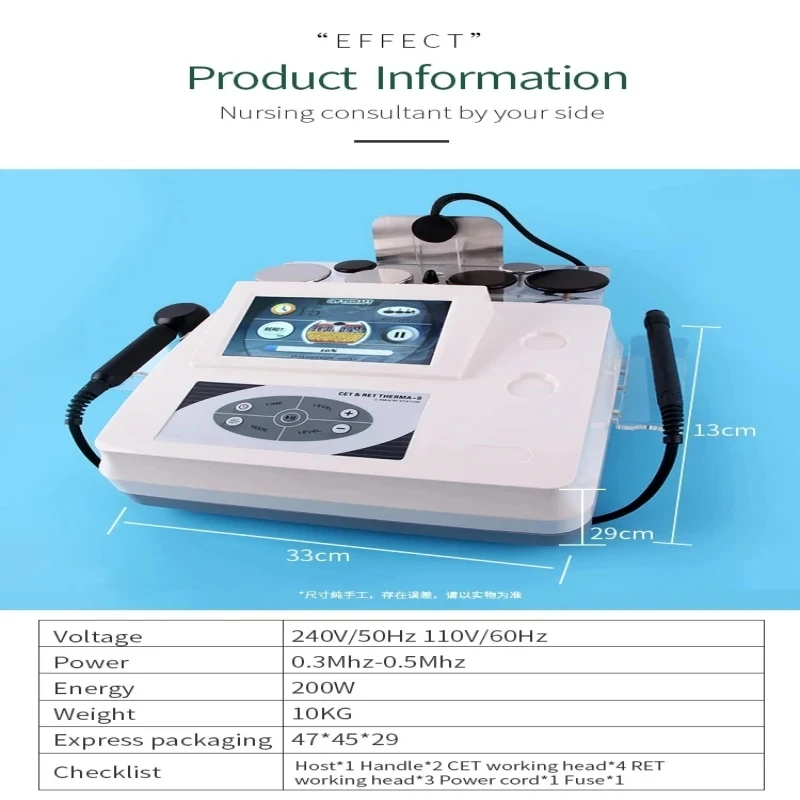 448Khz CET RET Diatermia Diathermy Physiotherapy Machine Portable High Radio Frequency Therapy Pro Loss Weight Corporal Shaping