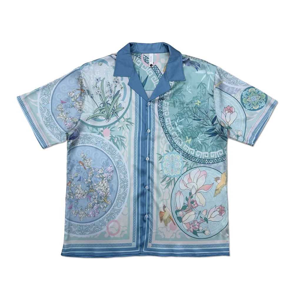 

Летняя модная рубашка с цветочным принтом из мягкого атласа, с полосатыми вставками, для мужчин и женщин, высокое качество, свободный крой, для отпуска и пляжа, с коротким рукавом, блузка