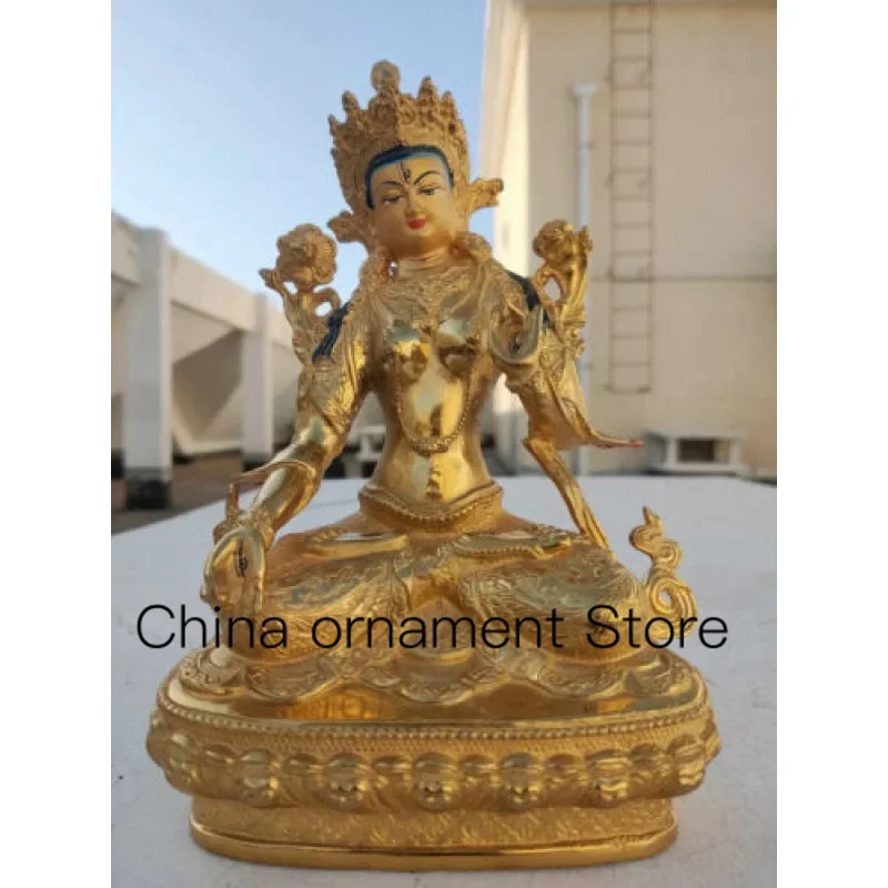 Bronze Gilded Statue Buddha Bodhisattva Tara White Best Wishes Monk Blessing