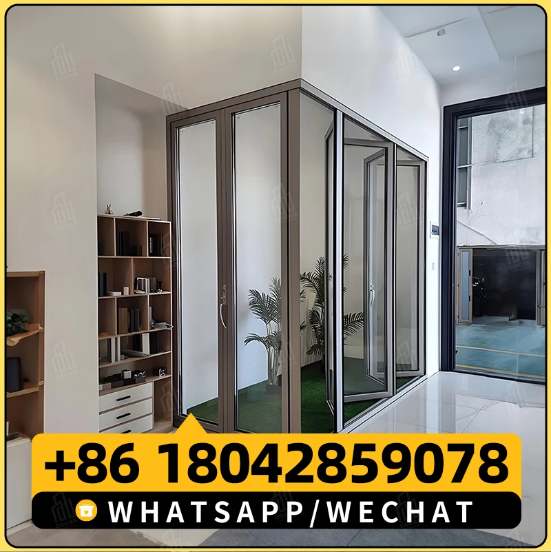 GONHO Own Brand 3 Panels Folding Door Tempered Glass Exterior Folding Doors Transparent