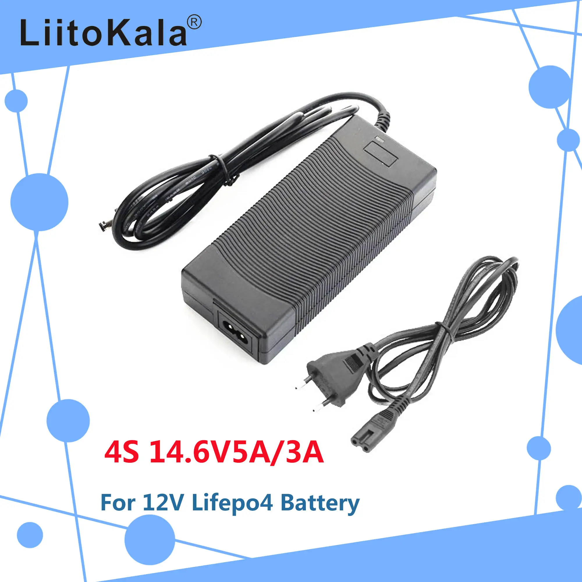 (SK)LiitoKala 12V 14.6V 5A 4S 14.4V 3A LiFePO4 Batterieladegerät mit 100-240V Eingangsspannung, sicher und stabil