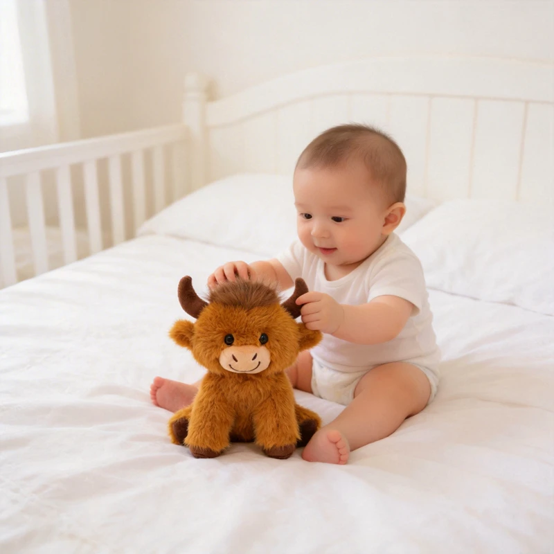 

High Quality 25cm Kawaii Phd Highland Cattle Plush Toy Graduation Gift Cute Highland Cow Animal Plush For Graduates Perfect Gift