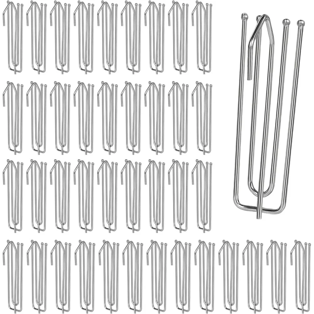 Silver Metal Curtain Hooks Stainless Steel for Drapery Rings 40 50 60 or 150 Pieces Window Hanging Accessories