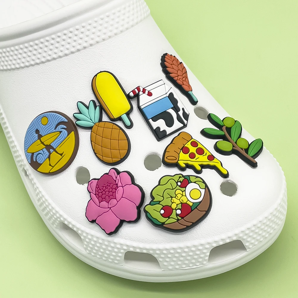 1/30pcs Summer Style Shoe Charms Cute Food Coconut Banana Shoe Accessories Decorations Pizza Donuts Ice Cream Fits All Clogs image 5