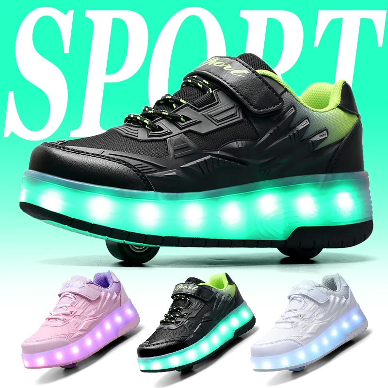 Explosive youth roller sports shoes entertainment and sports wheel shoes 29-41 size multi-functional running shoes