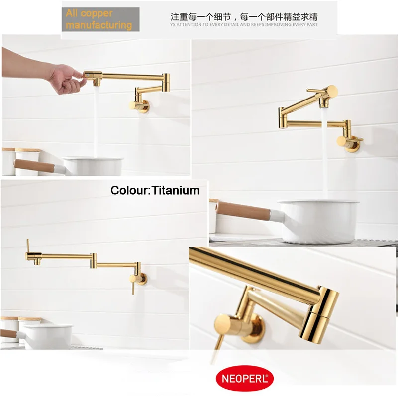 

Pot Filler Tap Wall Mounted Foldable Kitchen Faucet Brass Single Cold Single Hole Sink Tap Rotate Folding Spout mixer Faucets