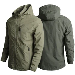 Chaquetas de senderismo al aire libre para hombre, chaqueta fina con capucha impermeable, con múltiples bolsillos, para caza y pesca, gran oferta, Verano