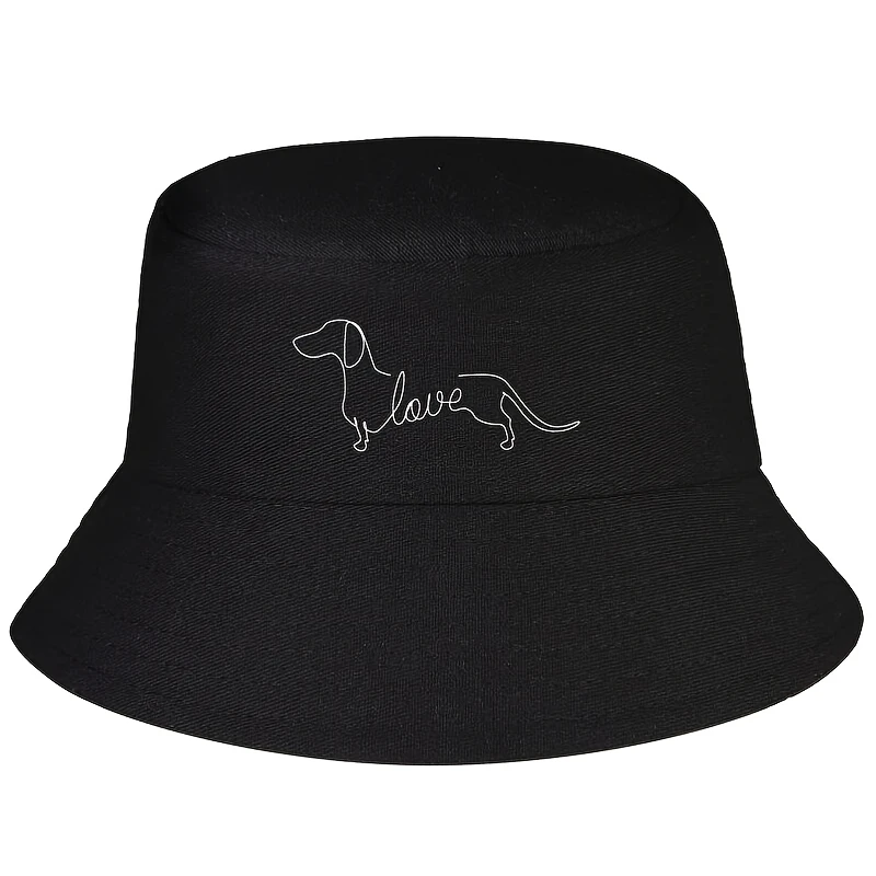 Dachshund Chiweenie Wiener Dog Love Sketch Art Dog Bucket Hat Unisex Men Summer Bucket Hat