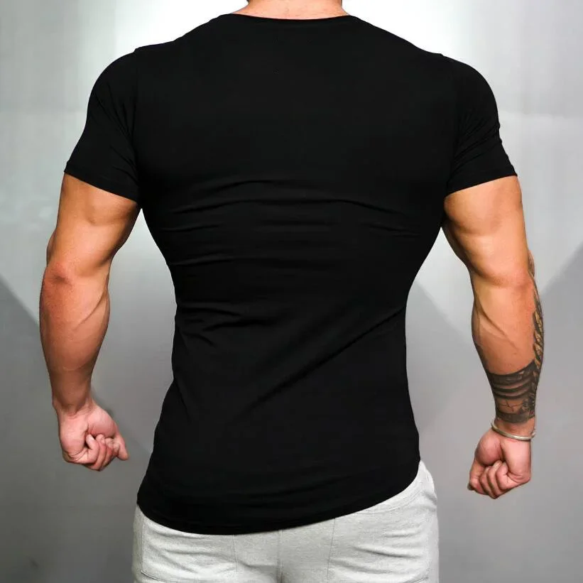 Camiseta ajustada de algodón para hombre, Camisa lisa de marca para gimnasio, culturismo, Verano