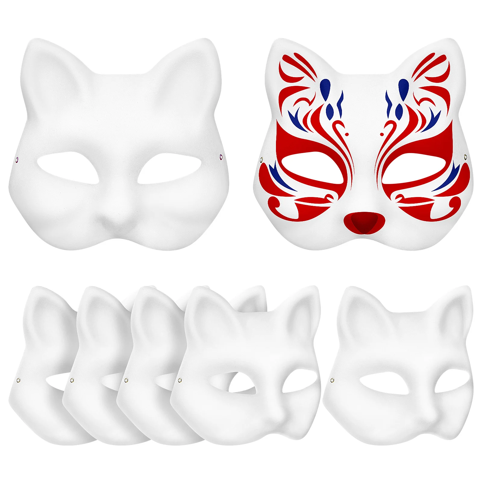 DIY Unpainted Cat Face White Paper Masquerade Fox Costume Masks For Adults Women Blank Masks To Decorate Craft Blanks Halloween