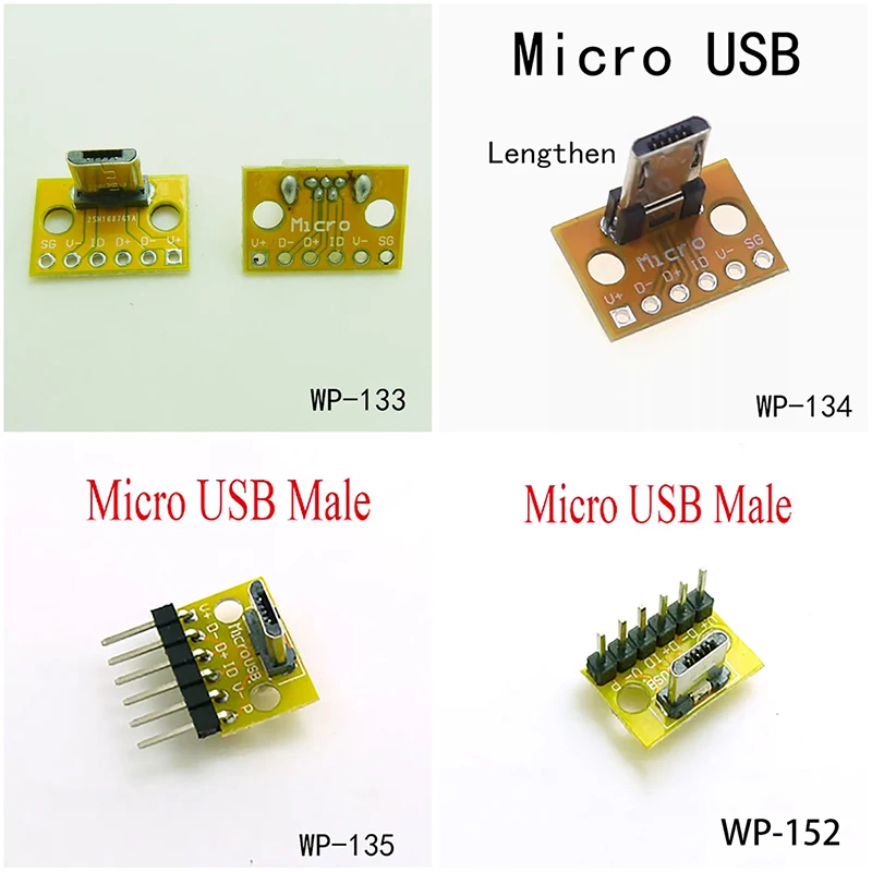 마이크로 USB Tipo C 수직 수 헤드 범용 테스트 보드, PCB 어댑터 보드 어댑터 컨버터, 1 개