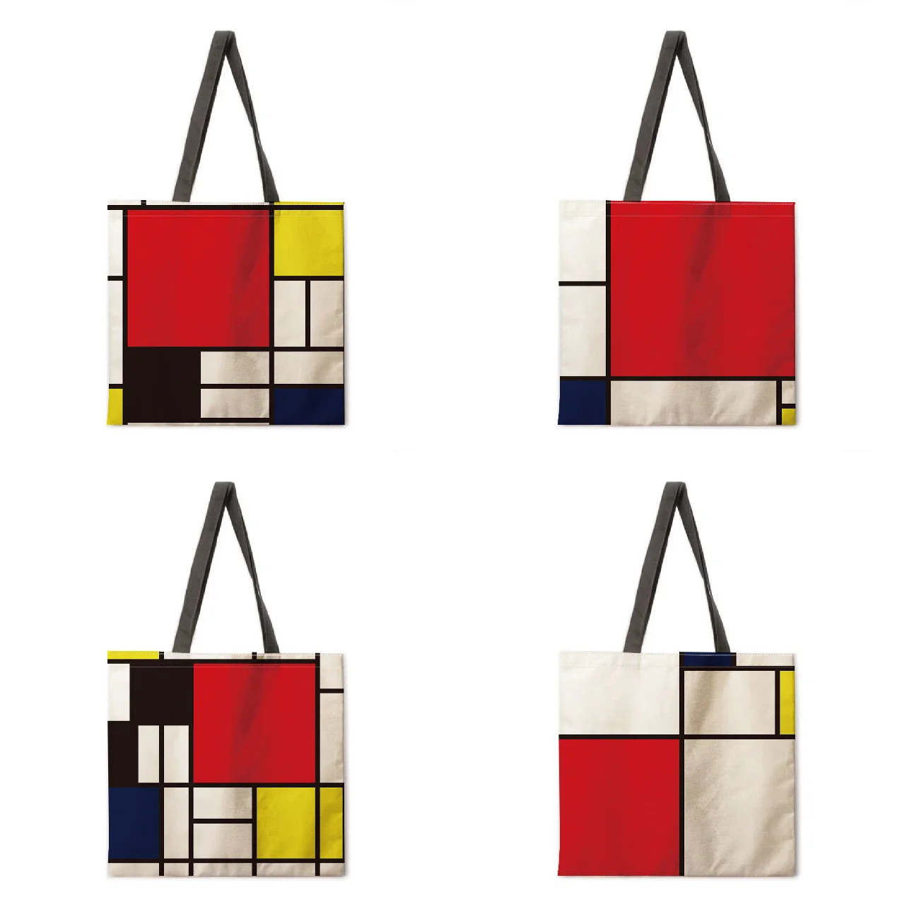 

Geometric Linen Tote Bag Lightweight Shoulder Bag Large Capacity Eco-friendly Shopping Bag Tote Bag