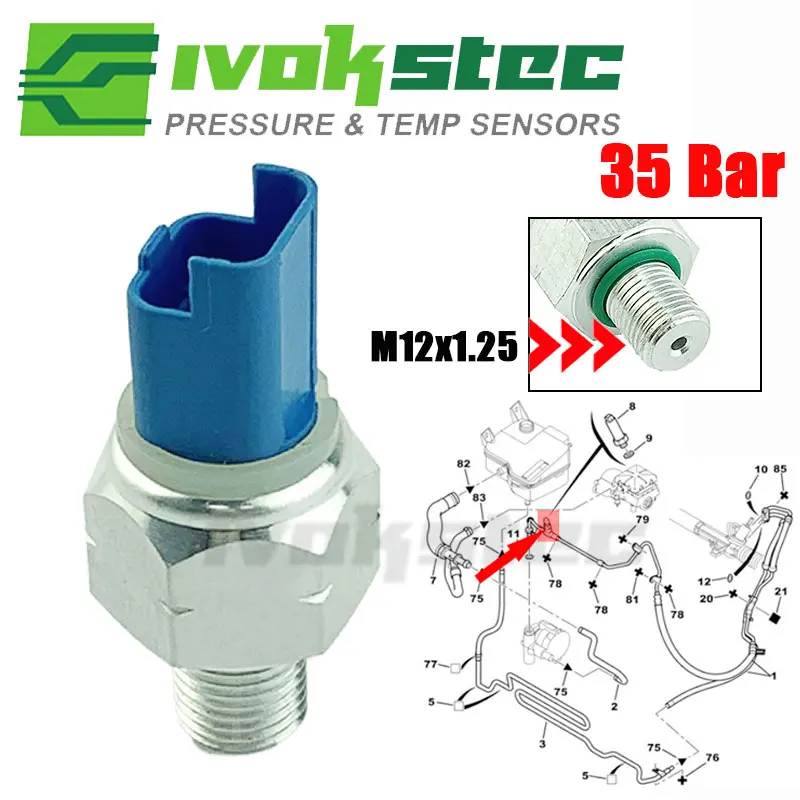 Power Steering 35 Bar Oil Pressure Switch 9677809680 For Peugeot 206 306 406 607 Bipper Citroen Xsara 1.8 16V 1993-2012 4015.08
