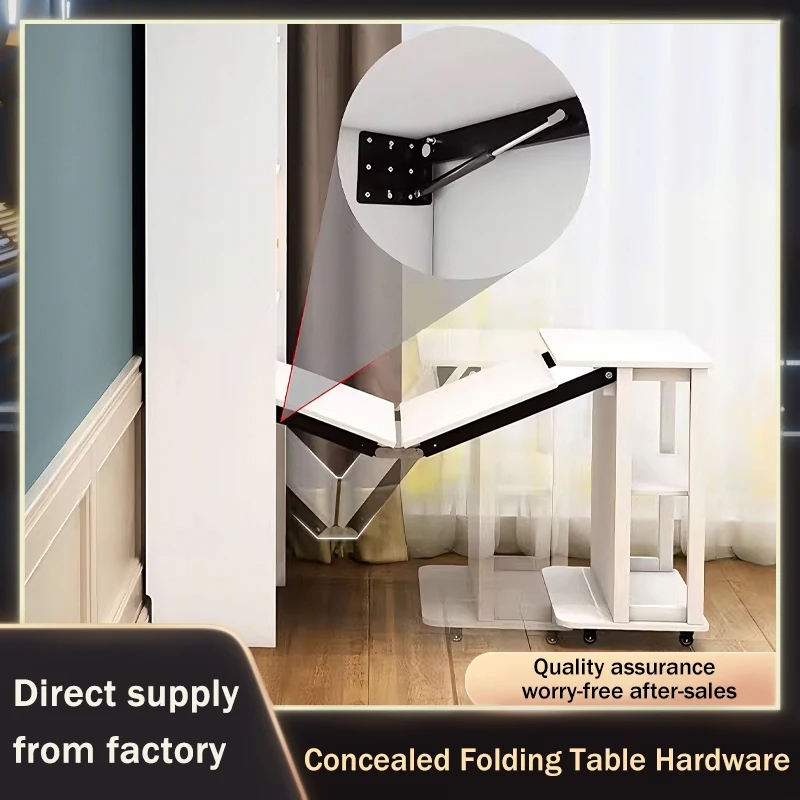 شريط مكتب متعدد الوظائف قابل للتمديد قابل للطي مع أجهزة مسار منزلق مخفية لتوفير المساحة لتناول الطعام في المكتب المنزلي #1