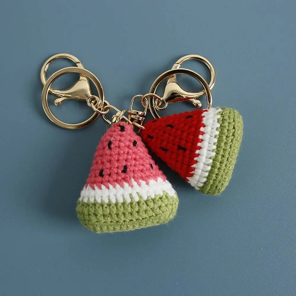 Jewelry Gift Knitted Watermelon Pendant Handmade Mini Weaving Keychain Fruit Series Cute Wool Crochet Pendant Bag Charm