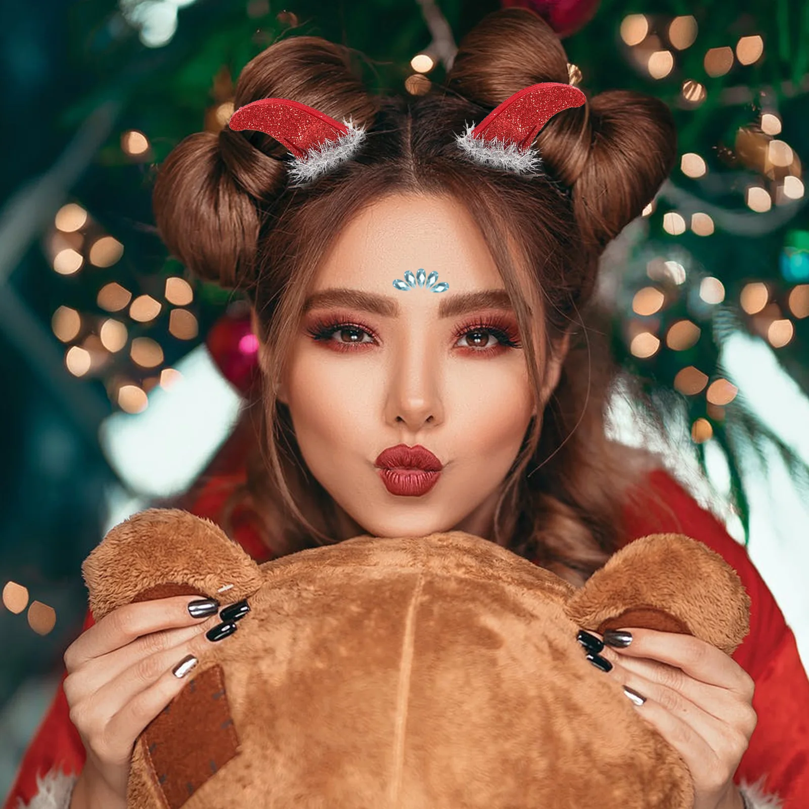 

3 Pairs Red Demon Horns Hair Clips Small Horn Headband Hairpins Halloween Costume Accessories