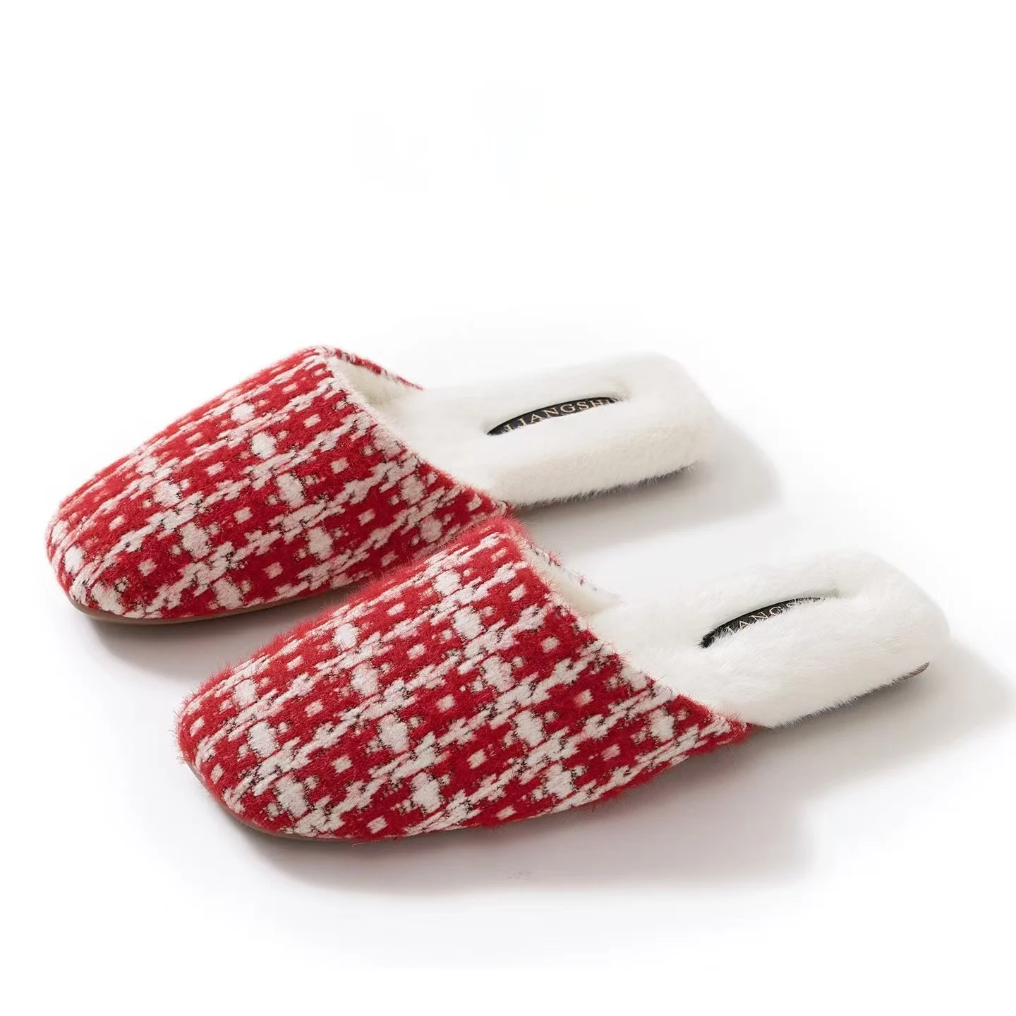 

Women Winter New Plaid Baotou Cotton Slippers Soft Sole Non Slip Fuzzy Keep Warm High Quality Home Slippers Floor Silent Slipper