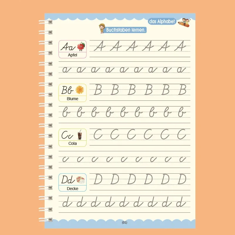 Imagem -05 - Livro Didático Alemão Reutilizável para Crianças Caderno Mágico 3d Brinquedos Educativos Montessori Livros Kids Copybook