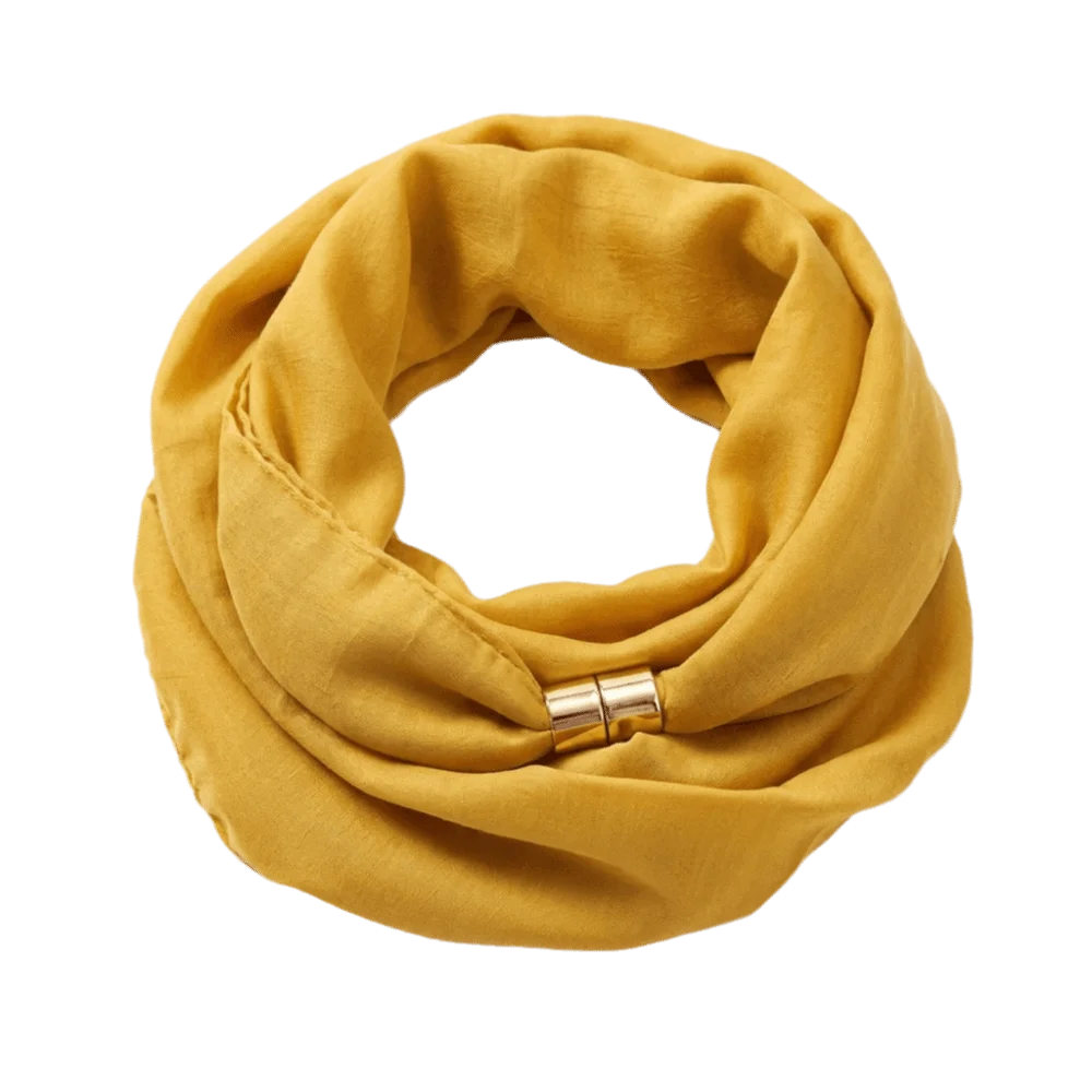 Wrinkle-Resistant Magnetic Buckle Scarf Soft Satin-Texture Premium Feel Neck Scarf Solid Color Lightweight Neck Warmer Gift