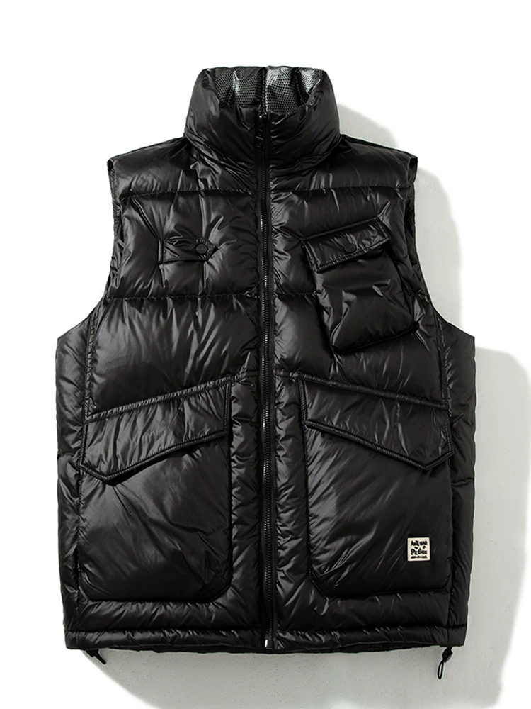 

Winter Thiened White Du down Workwear Jaet Vest ex Casual Outerwear Youthful Sle Warm Polyester Fabric Coat