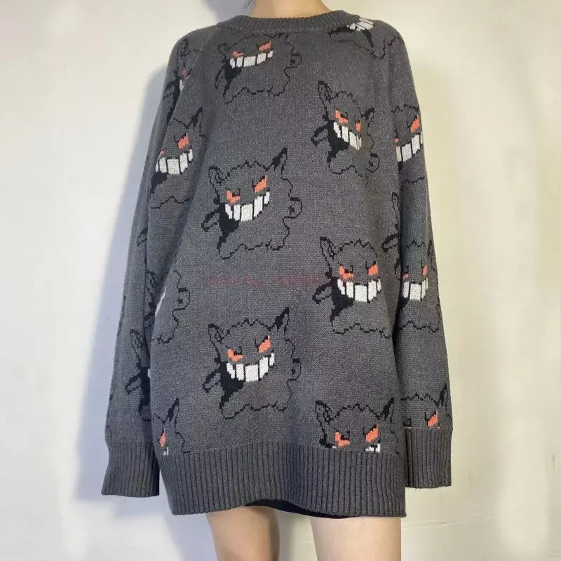 Gengar maglione Anime Pokemon donna Harajuku modello Pullover sciolto stile coreano autunno inverno warmmaglione lavorato a maglia regalo