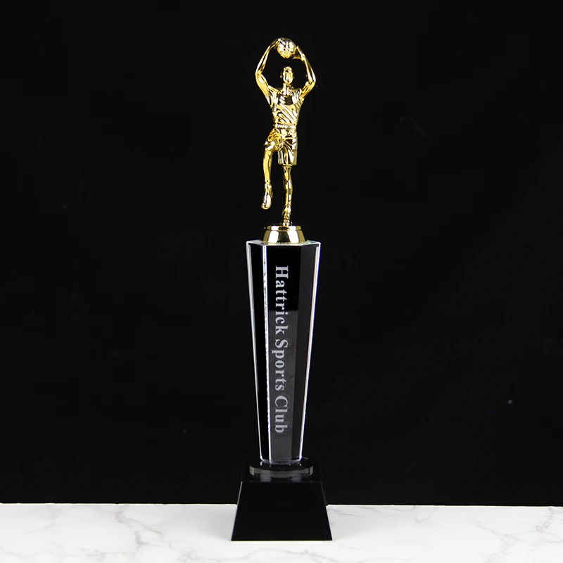 Basketball Crystal Trophy Customized Logo Text Basketball Games Winner's Prize Souvenirs NCAA Basketball League Award Cup