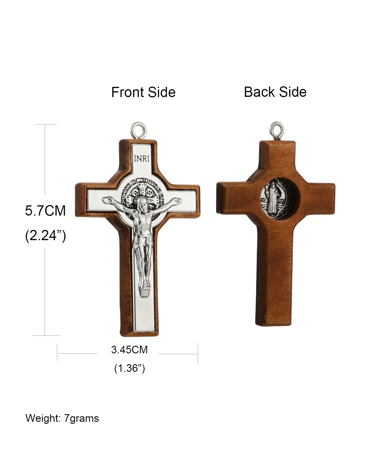 Diyalo 5 Teile/los Holz Exorzismus St.Benedict Kruzifix Kreuz Anhänger für DIY Rosenkranz Halskette Armband Chaplet Schmuck Machen Teile – Detail 7
