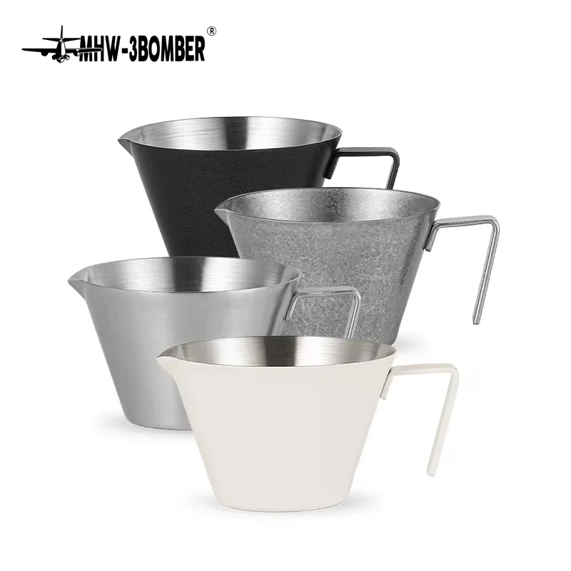 Taza medidora de café expreso de acero inoxidable MHW-3BOMBER con asa, paquete de 2/3 tazas de café expreso de 100ml, accesorios de café Barista