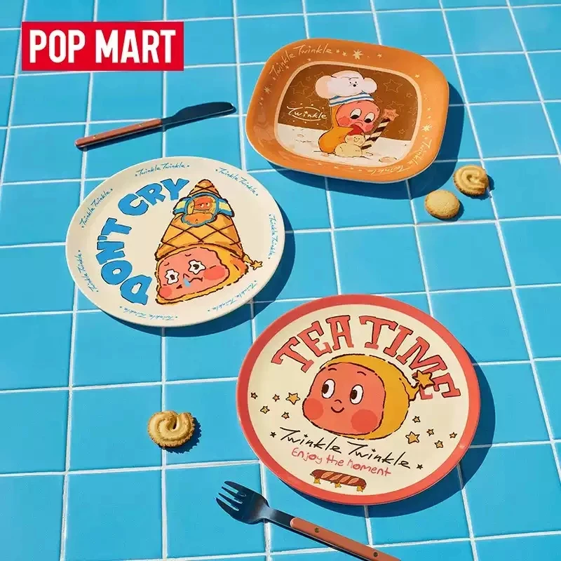 

New Genuine Pop Mart Twinkle Twinkle Moon Gelato Round Square Plates Kitchen Decor Ornament Cute Collectible Gift For Fans