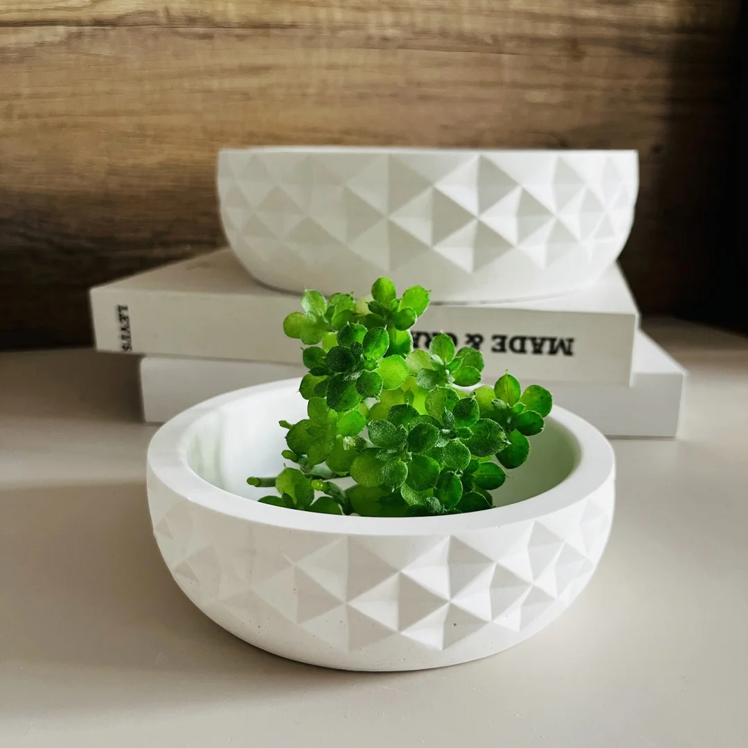 Diamentowy wzór Miska do przechowywania Gipsowa forma silikonowa Żywica epoksydowa Okrągły pojemnik na świece Betonowa forma cementowa