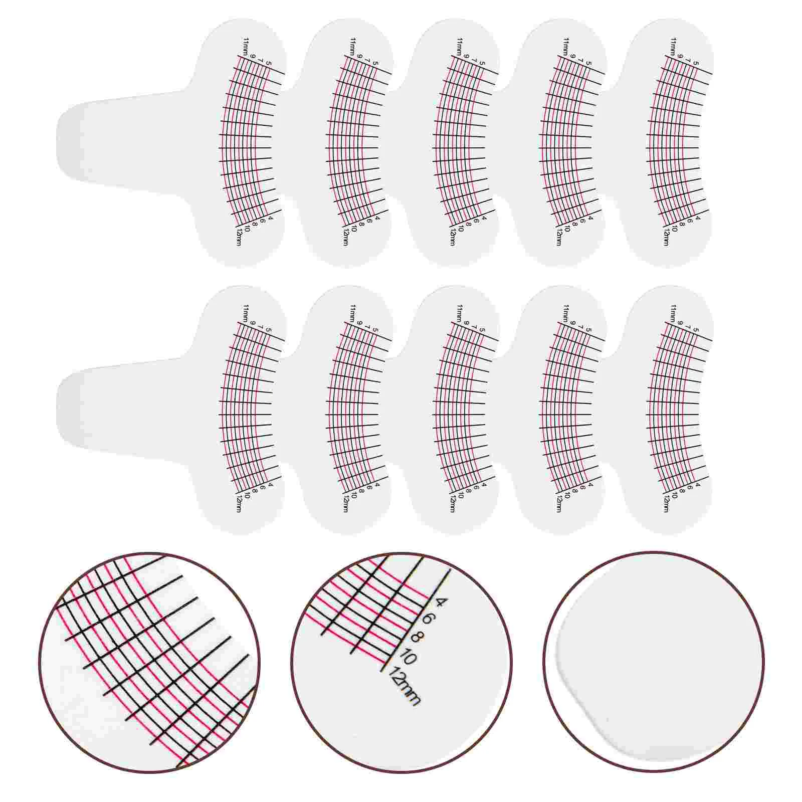 

10 Pcs Eyelashes Length Ruler Curling Degree Soft Plastic Paper Card Rulers Cards