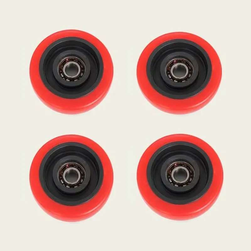 4 Pcs/Lot 3 Inch Polyurethane Red Flower Single Wheel Wear Resistant Cart Double Bearing