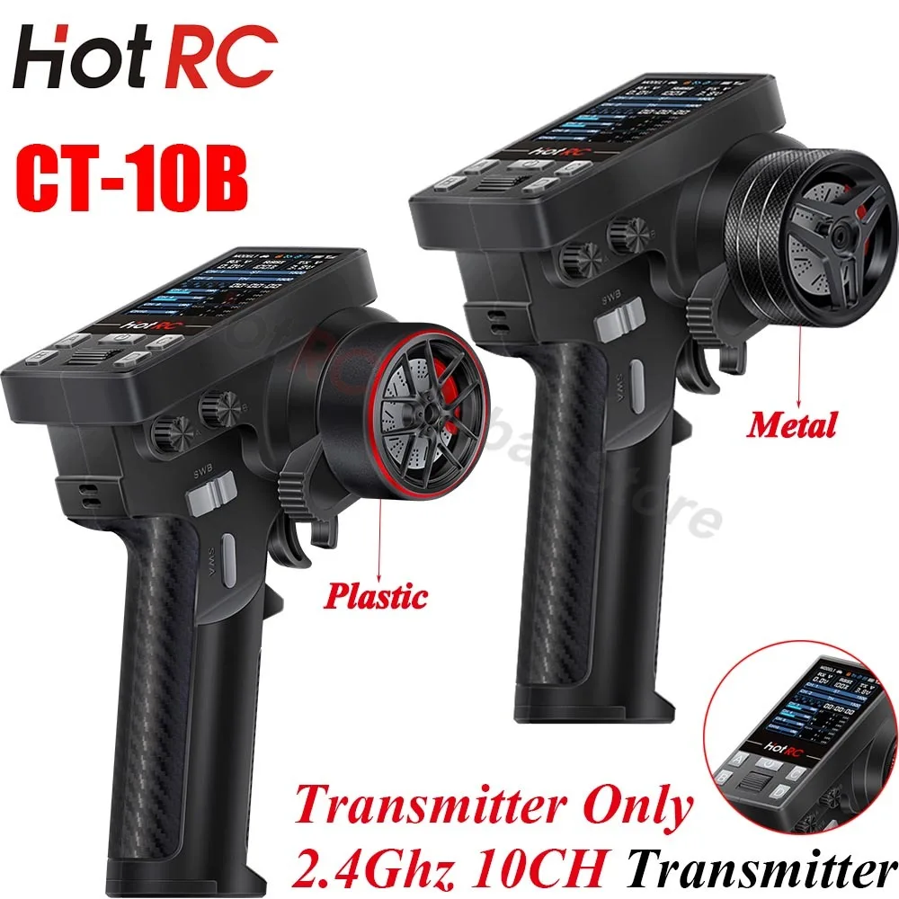 HotRC CT-10B 10CH Fernbedienung Metall/Kunststoff Handrad Farbbildschirm Sender für RC Auto Boot Schiff Roboter F-10A Empfänger Teil