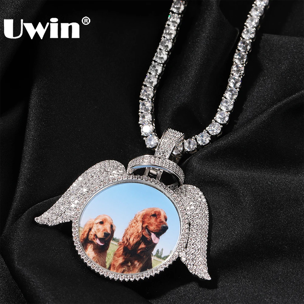 

UWIN Customized Medallion Picture Pendant for Women Iced Out Cubic Zircon Memorable Photo Necklaces Fashion Jewelry for Gift