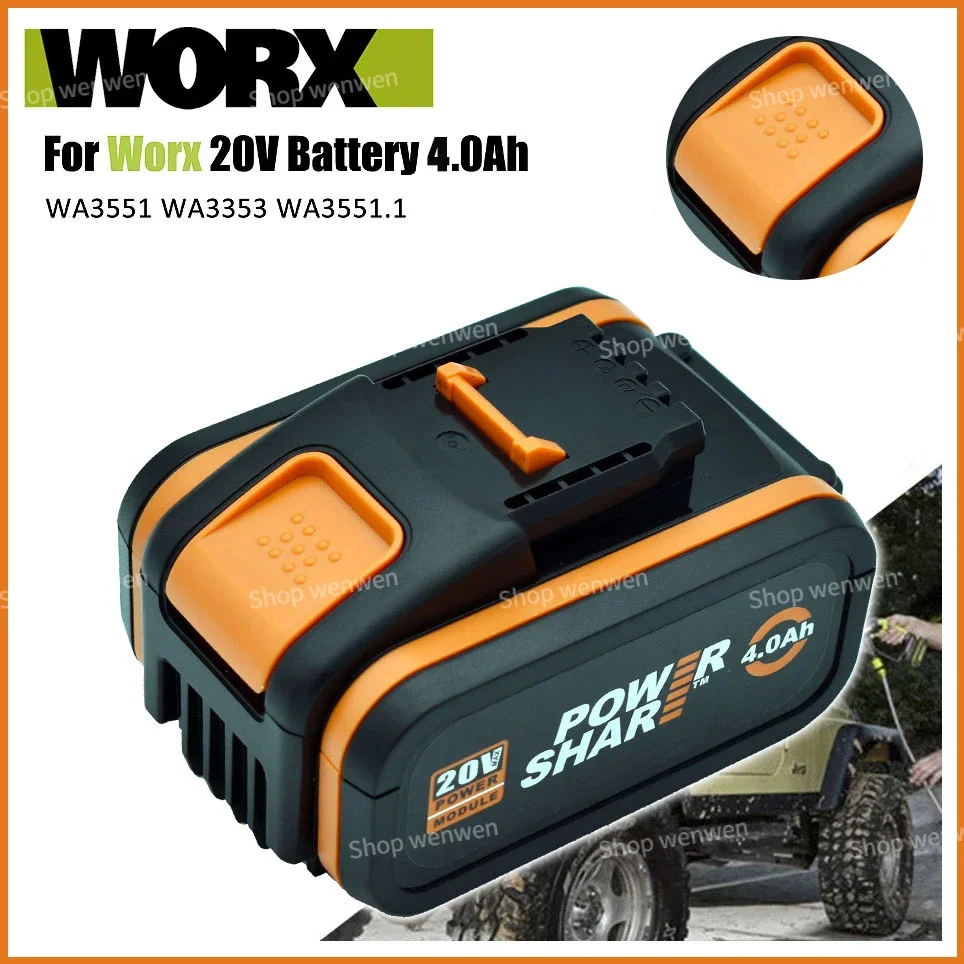 

Worx Original 20V 4.0Ah Lithium battery Rechargeable WA3553 WA3551 WA3553.1 WA3570 for All WORX Electric and Garden Tools