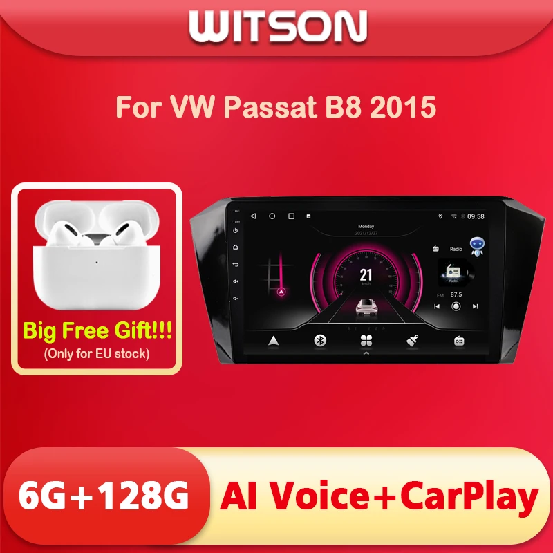 

WITSON 10.1'' BIG SCREEN Android 11 AI VOICE 2 Din in Dash Car radio For VW Passat B8 2015 6RAM 128ROM auto navigation