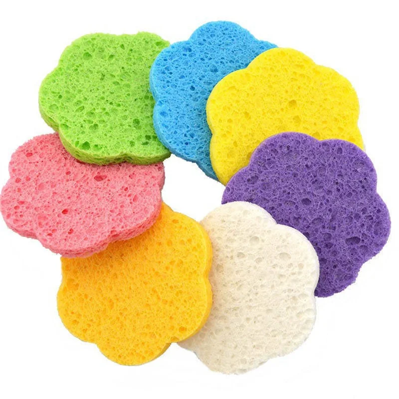 Éponges faciales réutilisables en forme de fleur, 10 pièces, tampons de nettoyage du visage naturels compressés, exfoliants pour le nettoyage ﻿