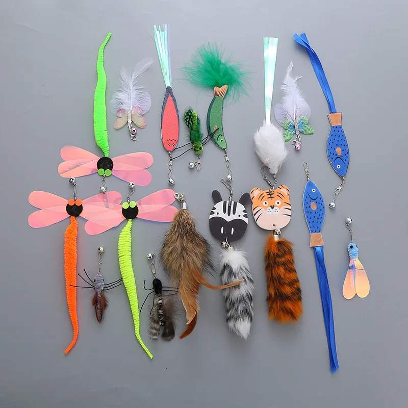 Replacement Head for Funny Cat Stick Toy Insect Ocean Plush Series Bell Various Kinds Cats Rod Feather Teaser Toy Pet Supplies