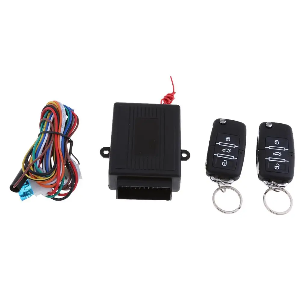 

Auto Remote Central Kit Black Plastic Keyless Door Locking Alarm System for Vehicle Safety with 4 Button Remotes