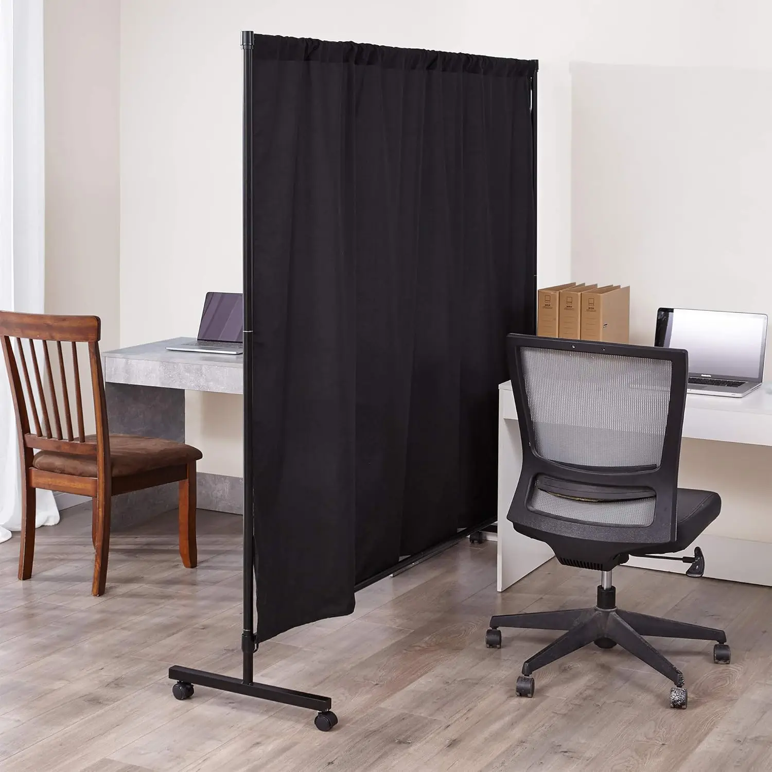 

Don't Look at Me - Simplified Privacy Room Divider - Black Frame with Black Privacy Fabric