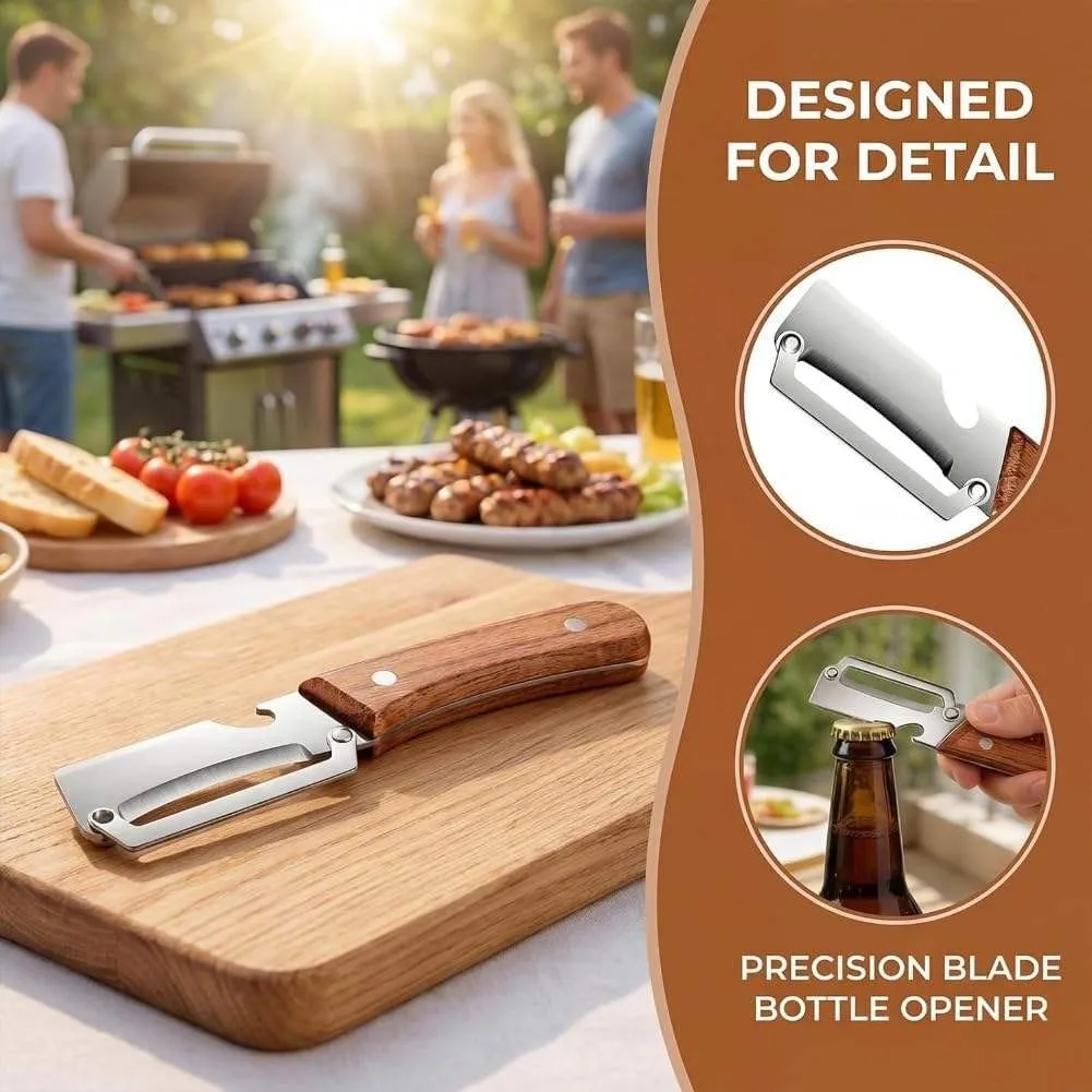 Stainless Steel Peeler with Redwood Handle for Peeling and Slicing Fruits and Vegetables | Durable and Smooth Operation