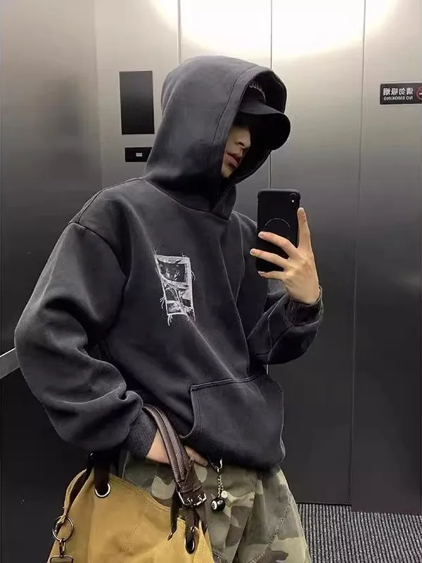 

Винтажная толстовка Waed с капюшоном, утепленная флисом, для мужчин и женщин, повседневная уличная одежда, осень-зима, большие размеры, до 300 фунтов