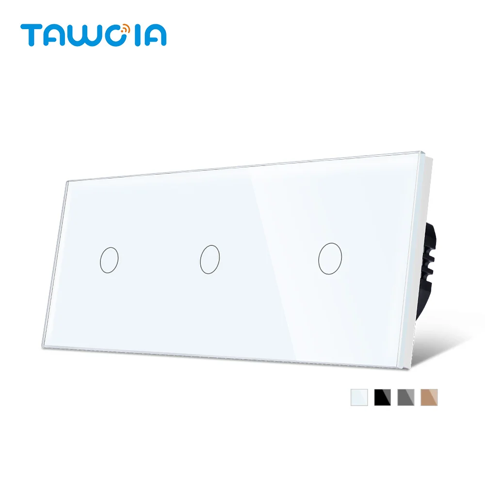 

TAWOIA EU Russian Standard Triple 1 Gang 1/2 Way Wall Touch Light Switch 228mm Waterproof Backlight Sensor On/Off Switches