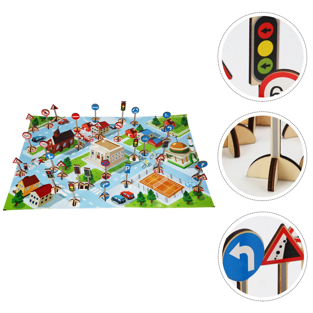 Traffic Sign Toy Lightweight Toys Wood Safety Street Signs The Knowledge Roadblock Wooden DIY Roadblocks Fun