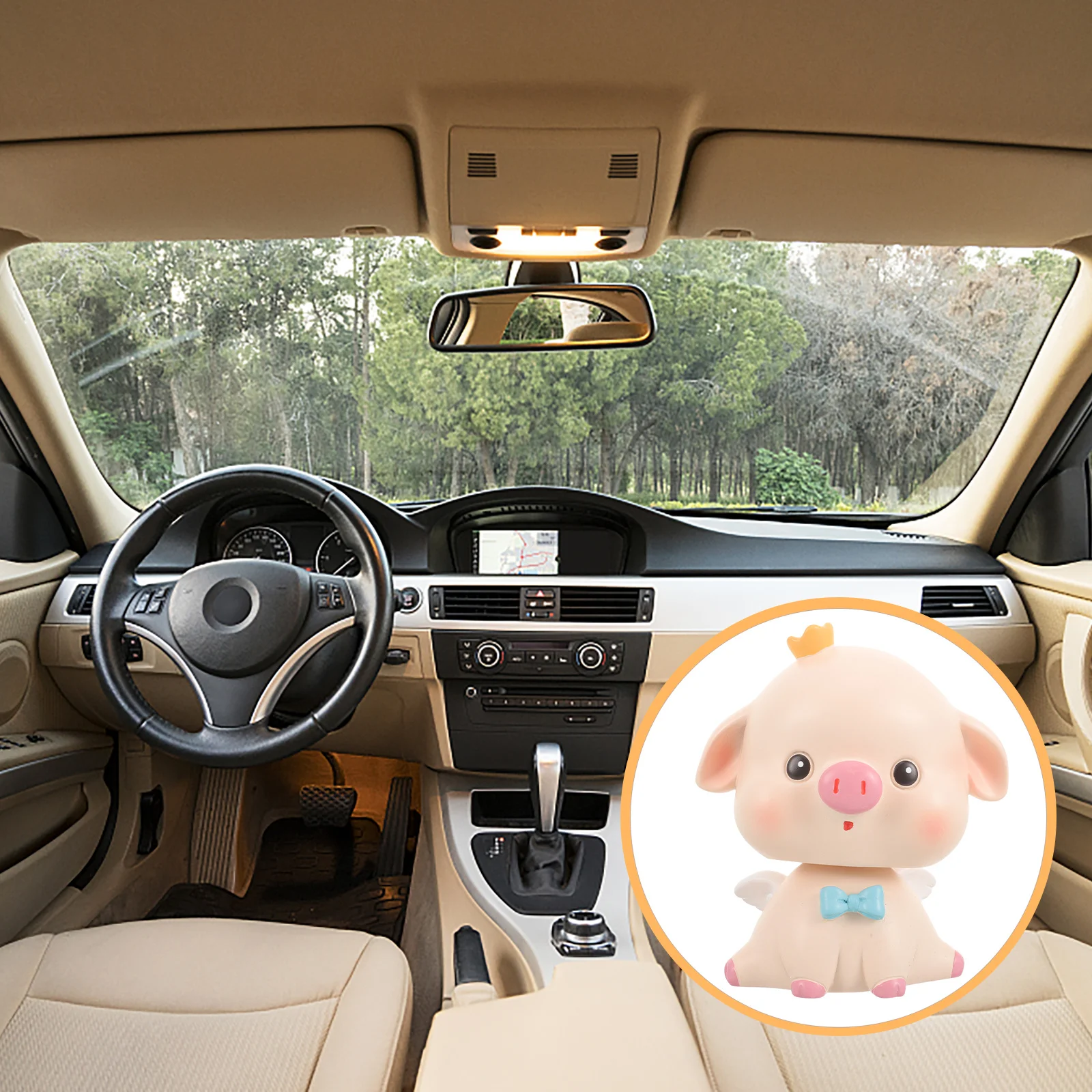 

1Pcs Shaking Head Pig Resin Car Interior Decor Cute Desktop Ornament Lovely Home Decoration Dashboard Accessory