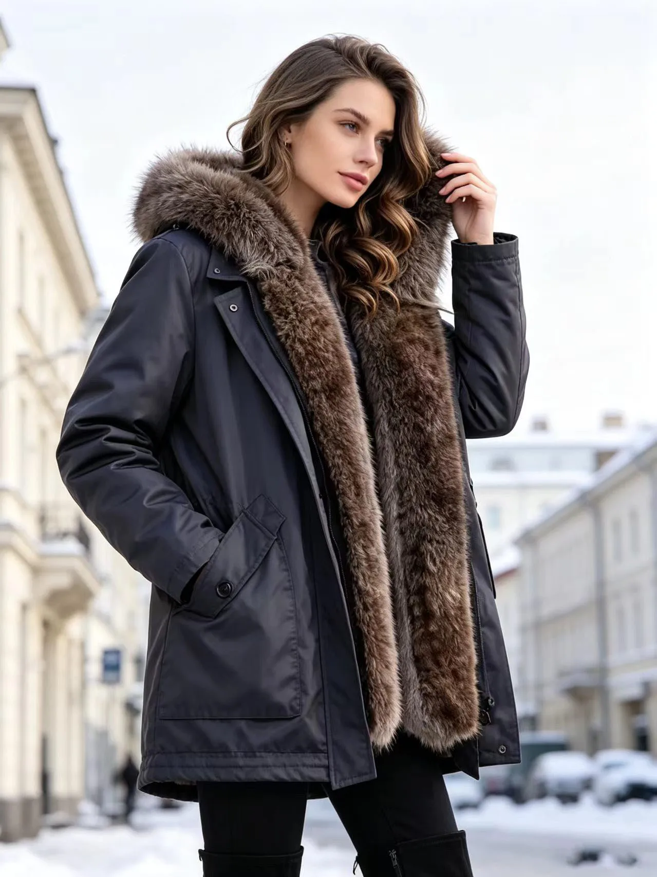 Fur-Trim Hooded Parka — product detail 6