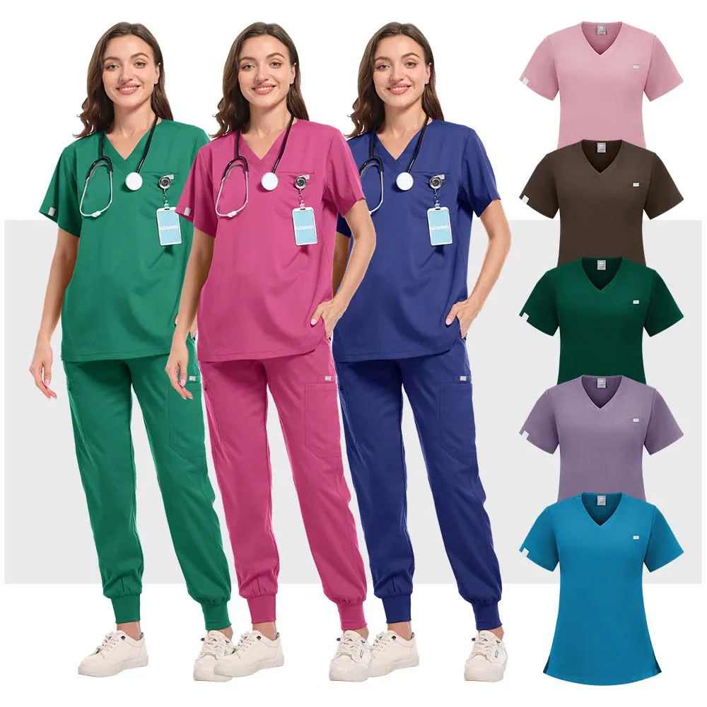 ใหม่สไตล์ทางการแพทย์Jumpsuitผู้หญิงพยาบาลโรงพยาบาลหมอเครื่องแบบทางการแพทย์ขัดOnesie Pet Grooming Vetเสื้อผ้าทํางานขายส่ง