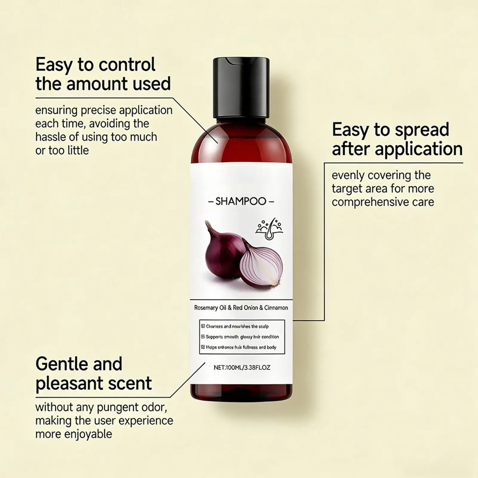 100ml Fast Hair Growth Rosemary Onion Shampoo Gentle Cleansing Nourish Scalp Refreshing Shampoo Oil Control Nourish Hair Care view 3