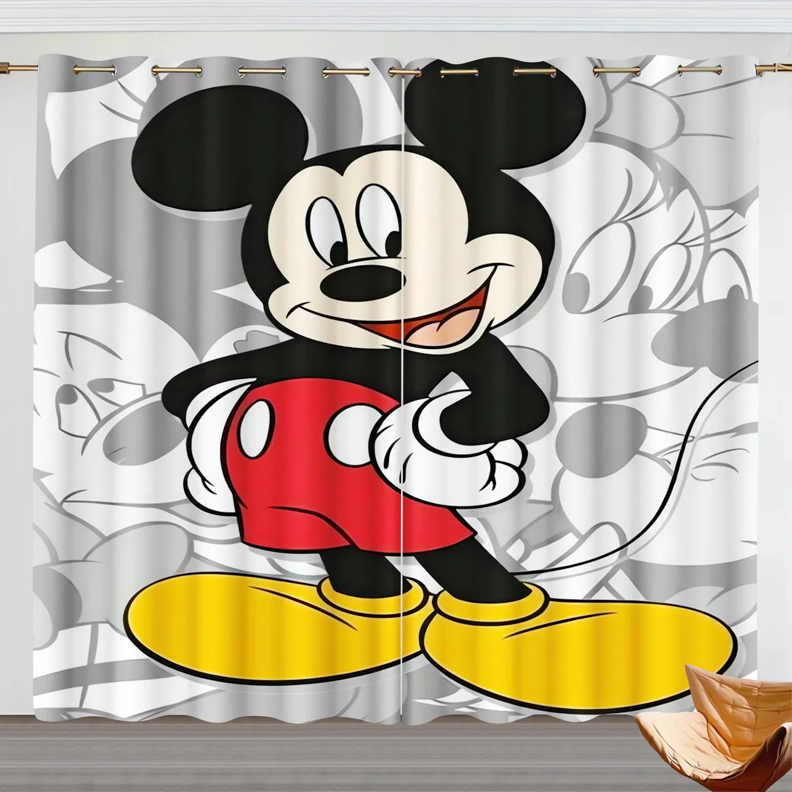 Curtains, Mickey, Minnie, Disney, cartoon print, girl, boys, living room, bedroom, cute style, kids room decoration